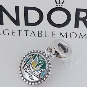 Pandora Puerto Rico Beach Coconut Trees Exclusive Dangle Charm with box